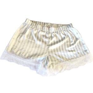 Victoria's Secret Intimates Striped Satin Lace Shorts Mint Green Small Petite